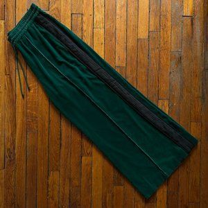 ME + EM Women Green Black Velvet Velour Oversized Flare Wide Leg Sweatpants